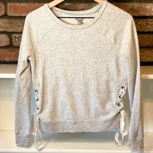 Aerie Gray sweater with lace up sides, XS